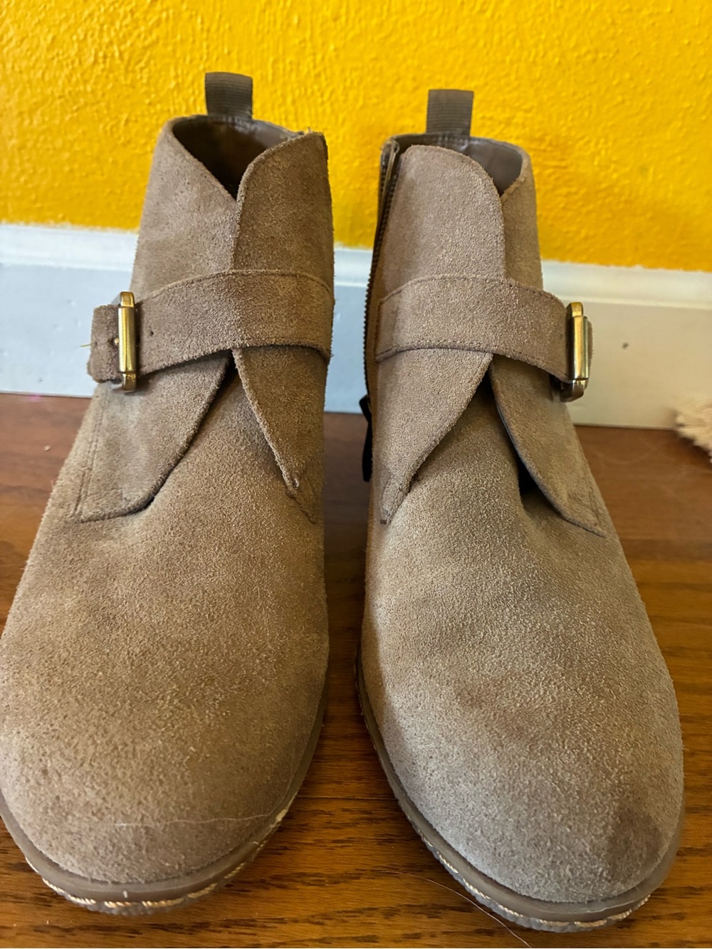 Women’s Suede Buckle Ankle Boots - Tan
